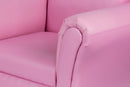 Kids Pink Couch Sofa Chair w/ Footstool in PU Leather