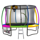 Kahuna 12ft Outdoor Trampoline With Safety Enclosure Pad Mat Ladder Basketball Hoop Set - Rainbow
