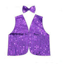 Sequin Vest & Bow Tie Set - Purple