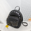 Leather Backpack Mini Faux  - Black