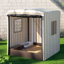 Keezi Wooden Kids Sandpit – 120cm Sandbox with Canopy, Window & Water Basin