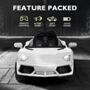 ROVO KIDS Lamborghini Inspired Ride-On Car, Remote Control, Battery Charger, White