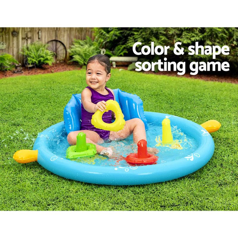 Bestway Kids Pool 115x89x76cm Inflatable Play Swimming Pools w/ Canopy 31L