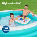 Bestway Kids Inflatable Family Pool with Center Console Cup Holder 218x218x48cm