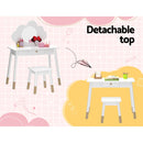 Keezi Kids Dressing Table Chair Set Vanity Makeup Wooden Leg Mirror Drawer