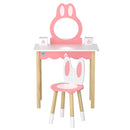 1 Set of Keezi Kids Dressing Table Wooden Bunny Pink