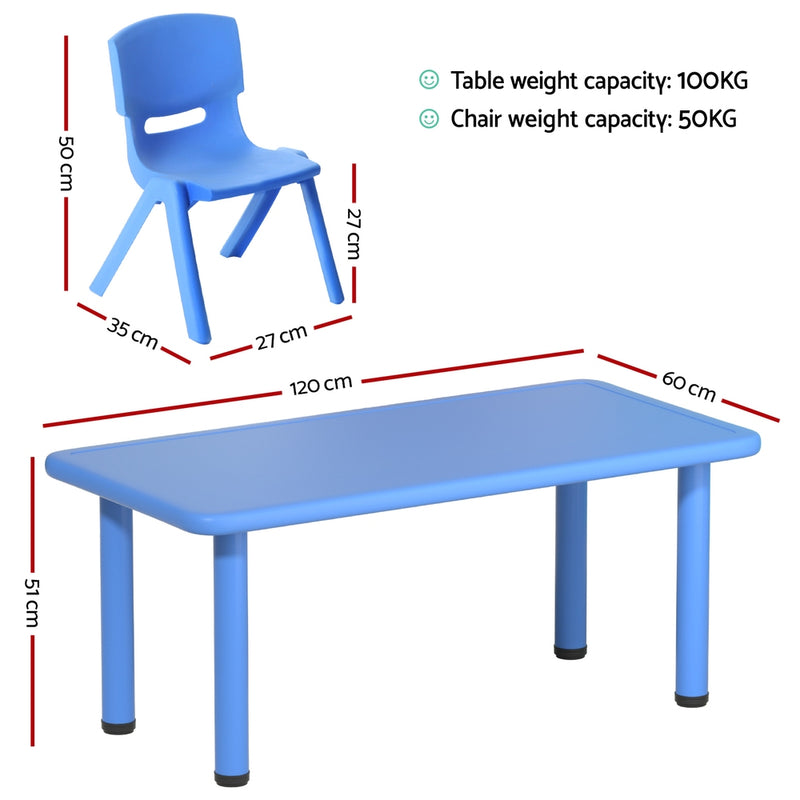 Keezi 5-Piece Kids Table & Chair Set – Study Desk with 4 Plastic Chair