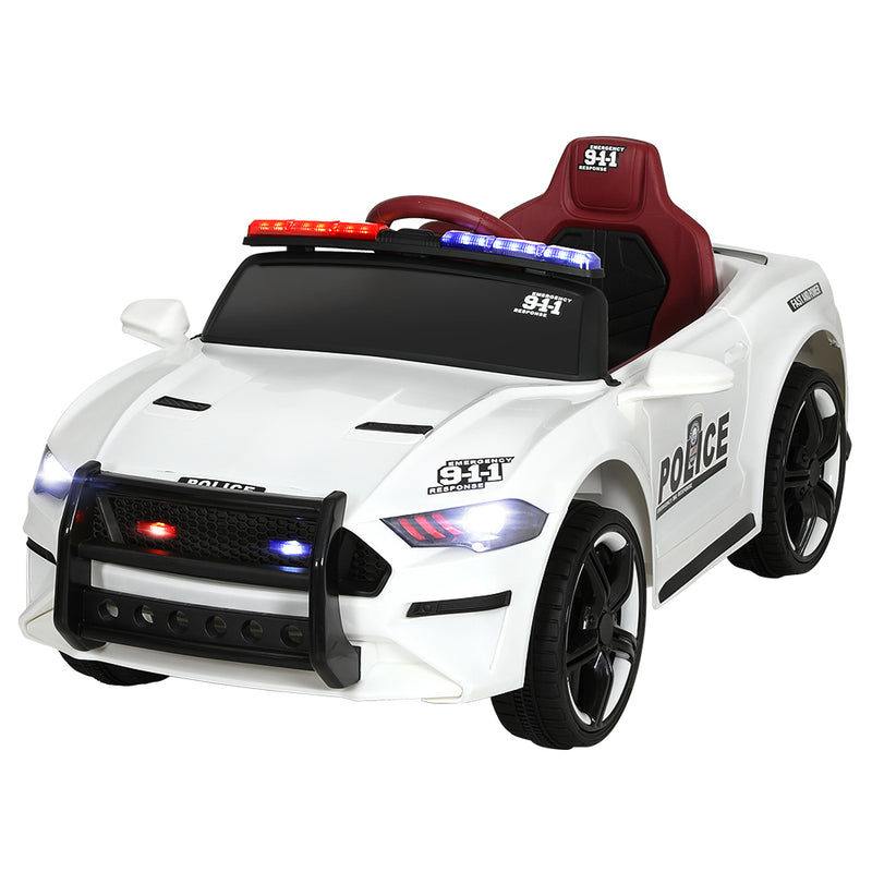 Rigo Kids Ride On Car Electric Patrol Police Cars Battery Powered Toys 12V White