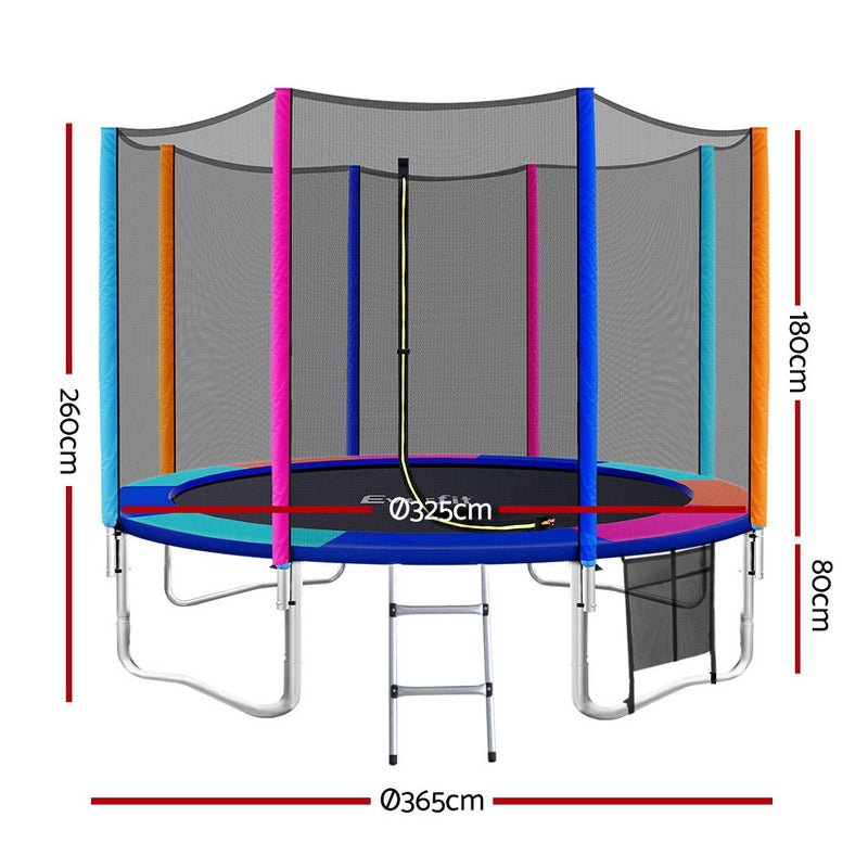 Everfit 12FT Trampoline for Kids w/ Ladder Enclosure Safety Net Pad Gift Round