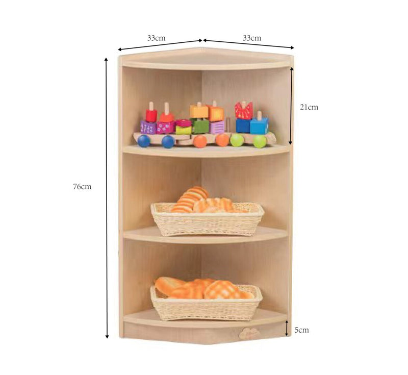 Jooyes Kids 3 Tier Corner Shelf Wooden Storage Cabinet