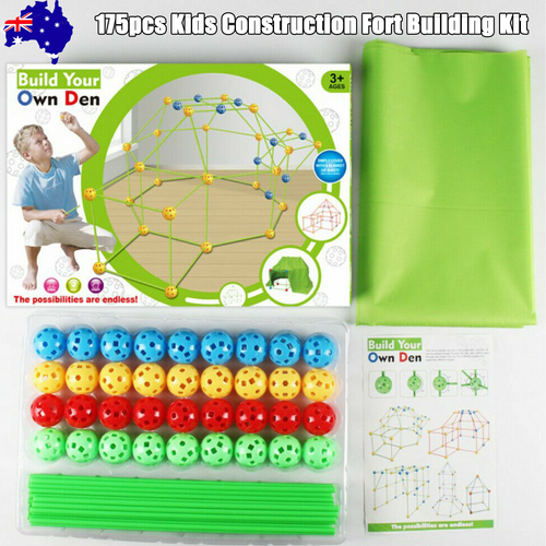 175pcs Kids Construction Fort Building Kit Castles 3D Play House Tent Toy Gift