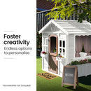 ROVO KIDS Cubby House, Wooden Outdoor DIY Timber Cottage Style Playhouse, for Children