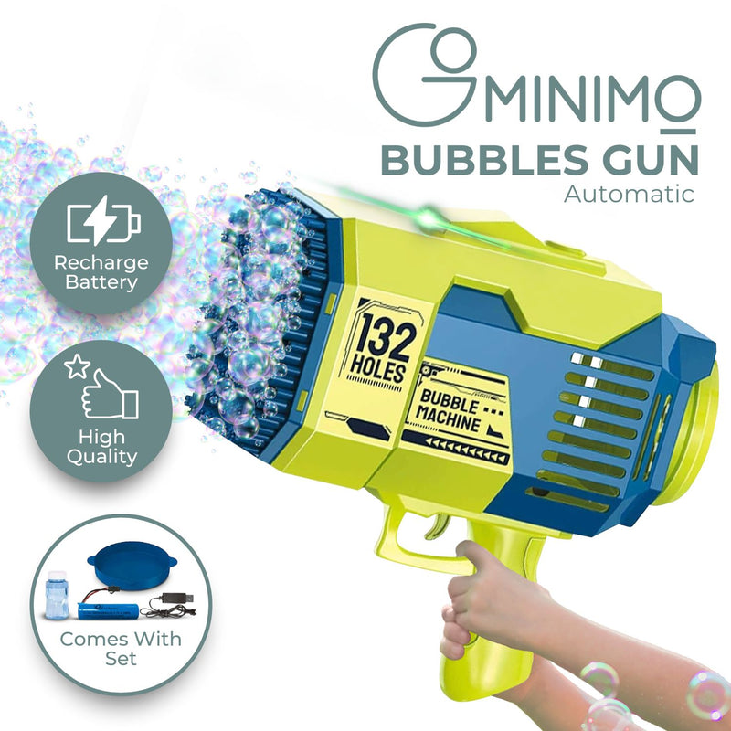 GOMINIMO 132 Holes Bubbles Machine Gun for Kids (Dark Blue and Green) GO-BMG-104-KBT