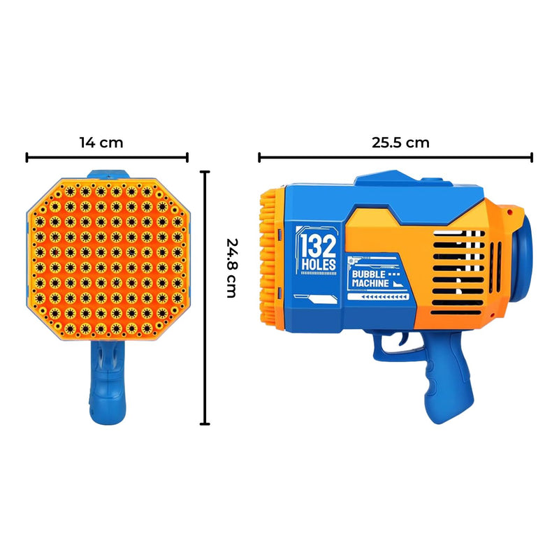 GOMINIMO 132 Holes Rechargeable Bubbles Machine Gun for Kids (Orange and Blue) GO-BMG-103-KBT