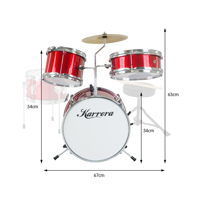 Karrera Children's 4pc Drum Kit - Red