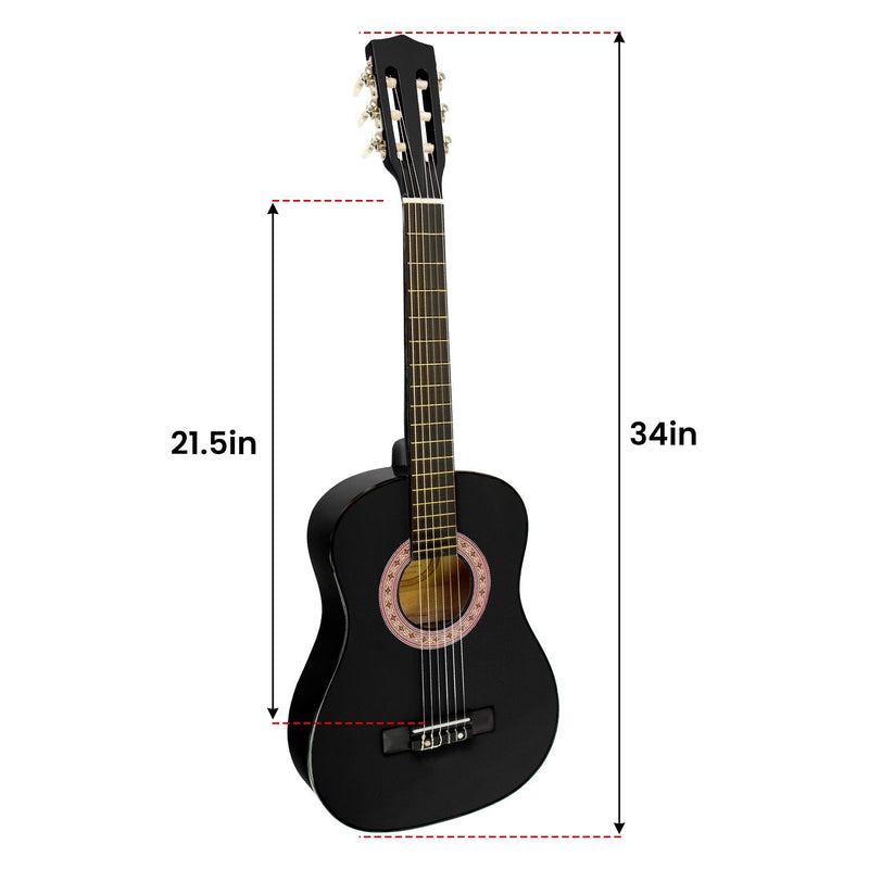 Karrera 34in Acoustic Children Wooden Guitar - Black