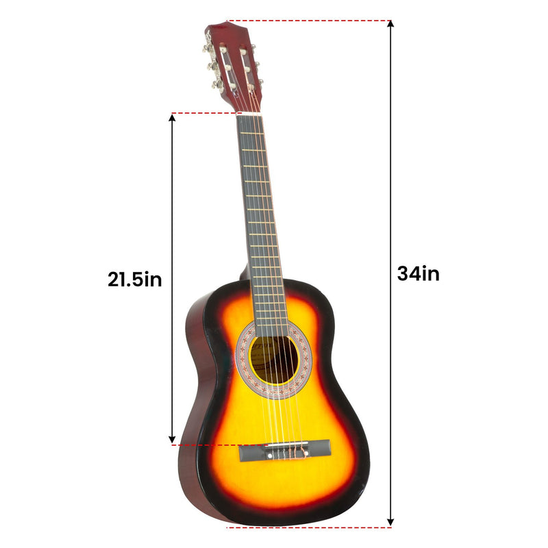 Karrera 34in Acoustic Wooden Childrens Guitar - Sunburst