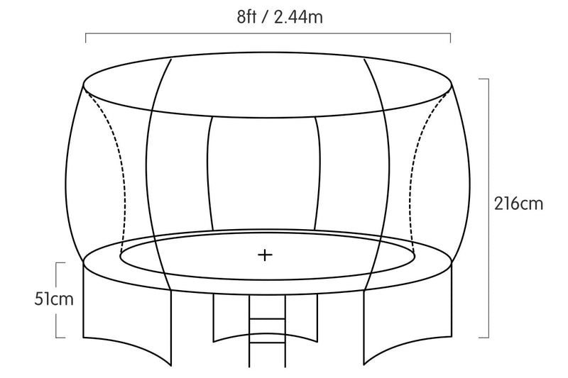 Kahuna 8ft Trampoline Free Ladder Spring Mat Net Safety Pad Cover Round Enclosure Pink