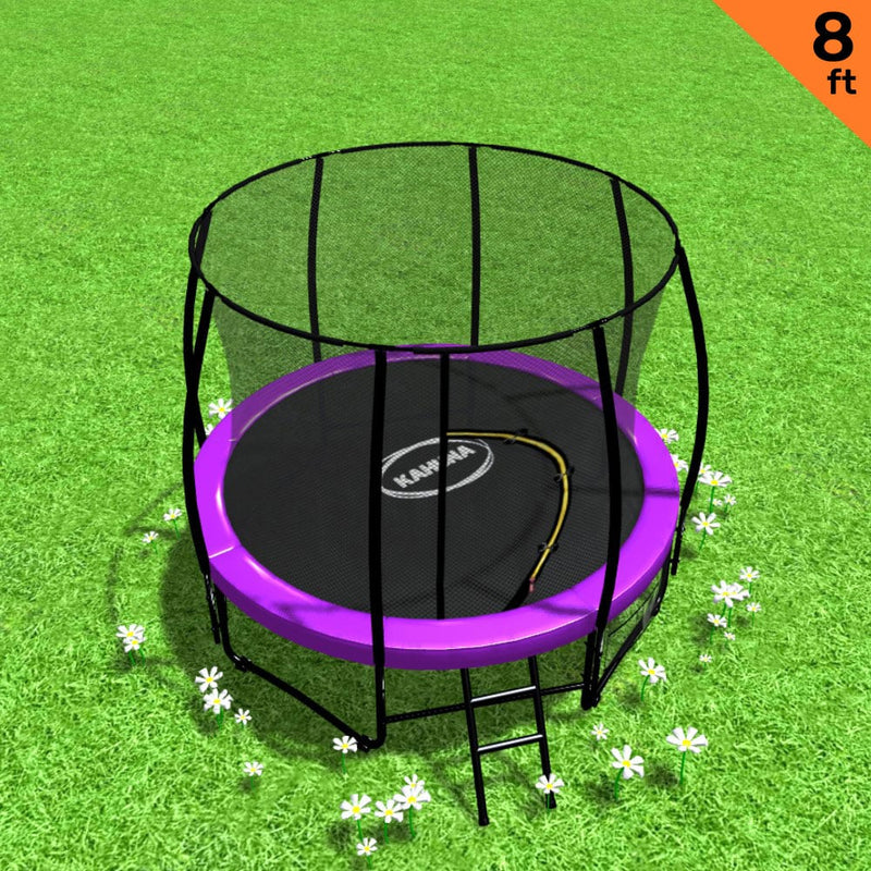 Kahuna 8ft Trampoline Free Ladder Spring Mat Net Safety Pad Cover Round Enclosure Purple