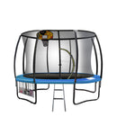 Kahuna 10ft Outdoor Trampoline With Safety Enclosure Pad Ladder Basketball Hoop Set Blue