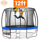 Kahuna 12ft Trampoline With Safety Enclosure Pad Mat Ladder Basketball Hoop Set - Blue