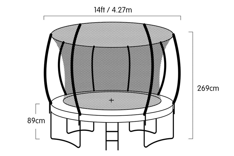 Kahuna 14ft Trampoline Free Ladder Spring Mat Net Safety Pad Cover Round Enclosure - Pink