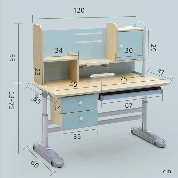 Height Adjustable Children Kids Ergonomic Study Desk Only 120cm Blue AU