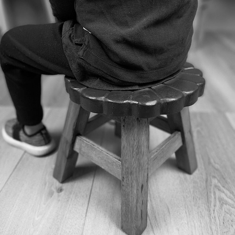 Children's Wooden Stool Blue Baby ELEPHANT Themed Chair Toddlers Step sitting Stool