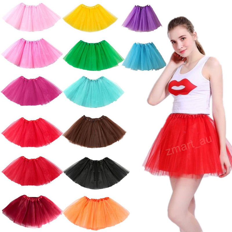 New Adults Tulle Tutu Skirt Dressup Party Costume Ballet Womens Girls Dance Wear, Burgundy, Kids