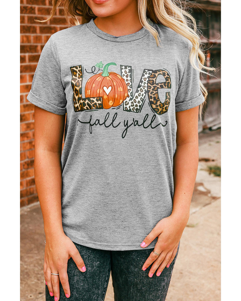 Azura Exchange Pumpkin Leopard T-Shirt - Love Fall Yall - S