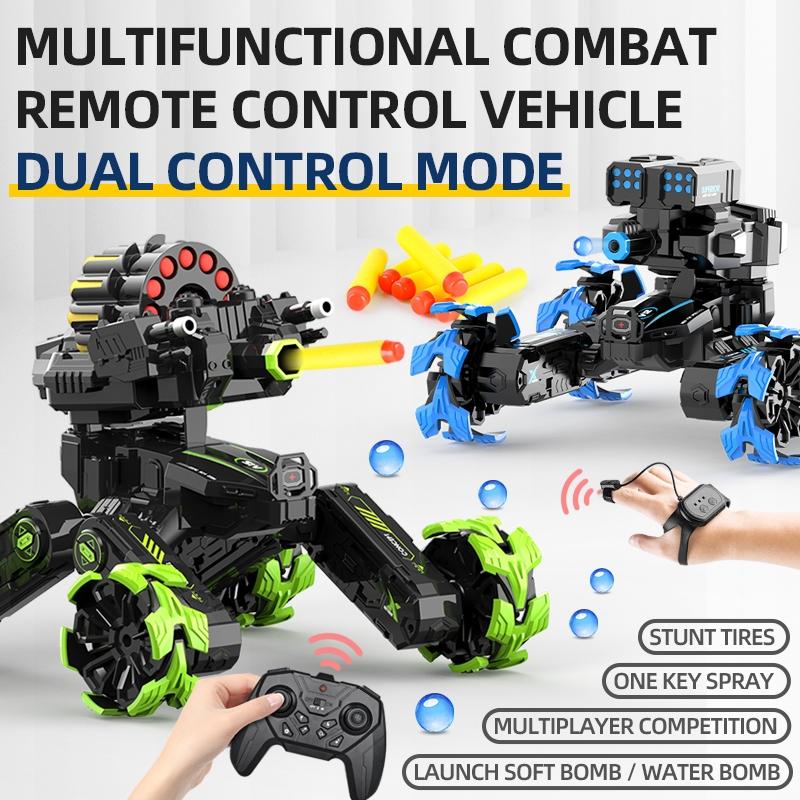 Remote Control Car with Soft Bomb - Four-wheel Battle Blooming Tire Spray - Blue
