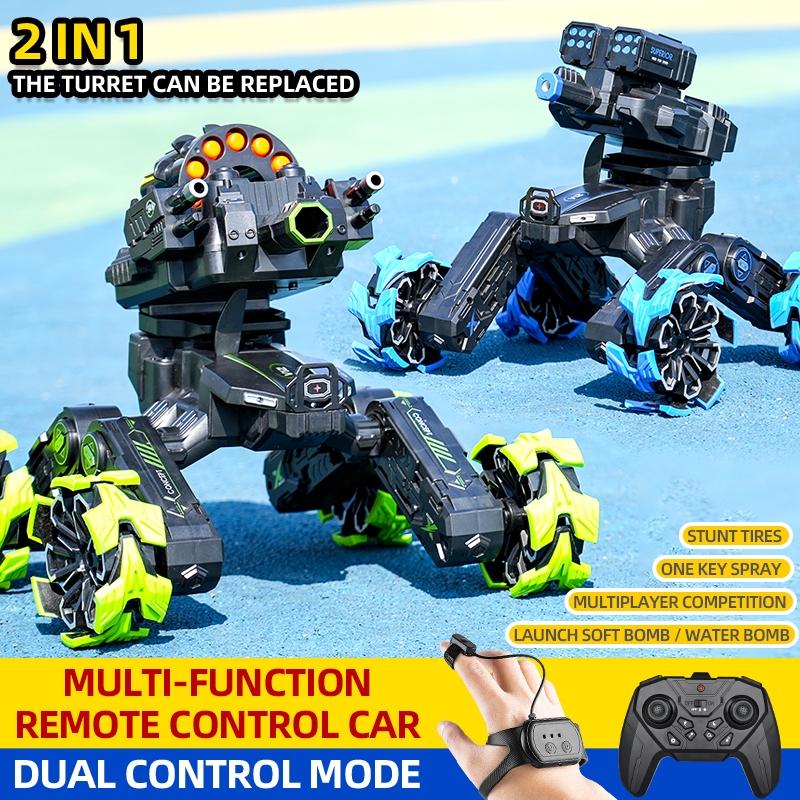 Remote Control Car with Soft Bomb - Four-wheel Battle Blooming Tire Spray - Blue