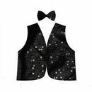 Sequin Vest & Bow Tie Set - Black