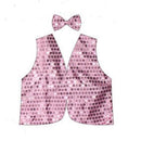 Sequin Vest & Bow Tie Set - Light Pink