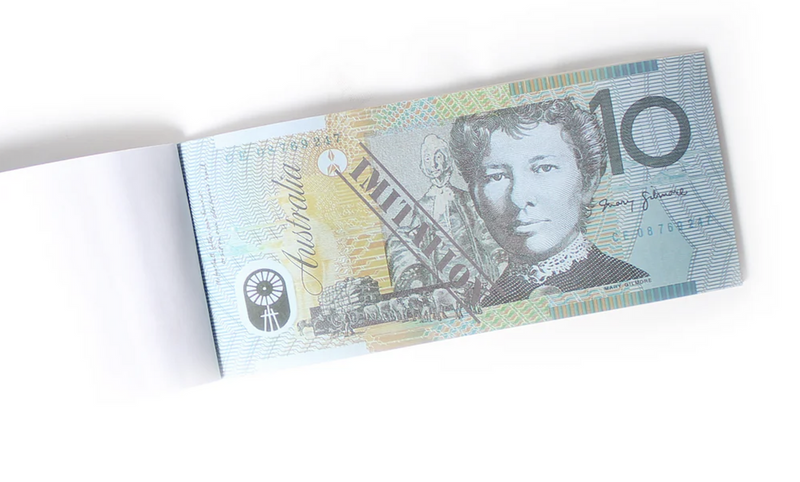 10 Dollar Australian Souvenir Note Pad Fake AUD Money - 1 Pack of 50 Sheets