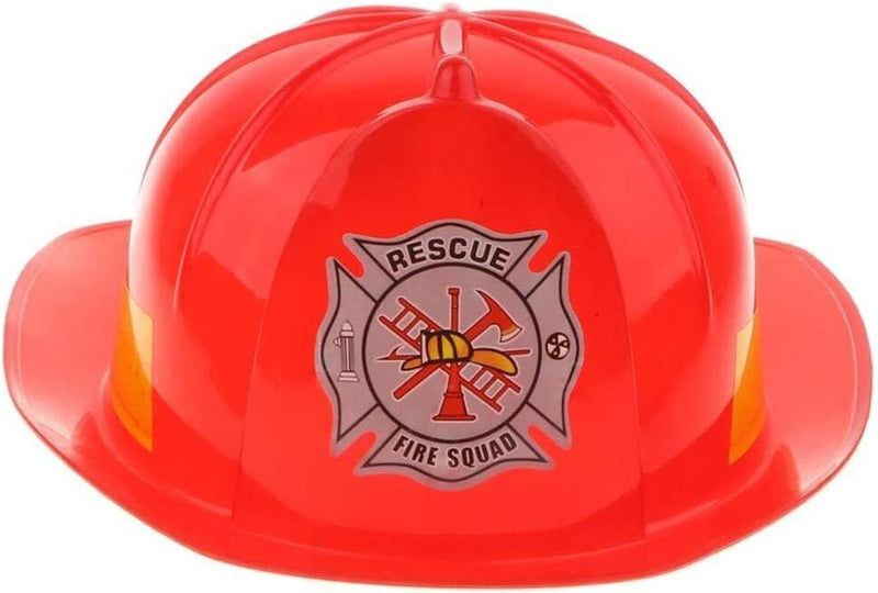 KIDS FIREMAN HAT Firemans Helmet Costume Dress Up Party Red Plastic Halloween Cap