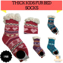 1 Pair KIDS Thick Fur Bed Socks Boys Girls Soft Work Fluffy Slippers Non Slip - 2-8 Years Old