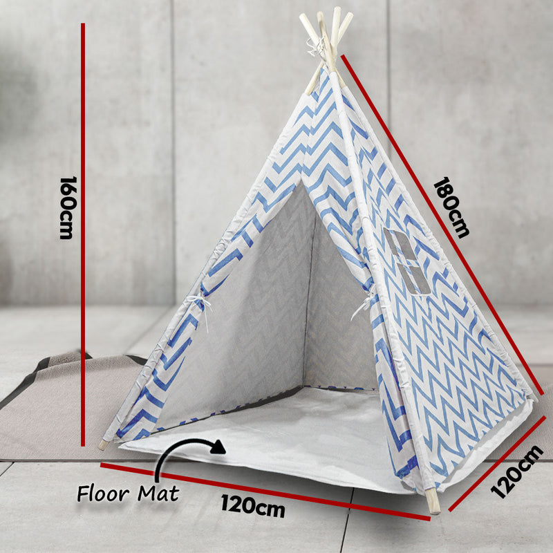 Giant Cotton Canvas Kids Teepee Wigwam Children Pretend Play Tent Indoor Outdoor Party - navy