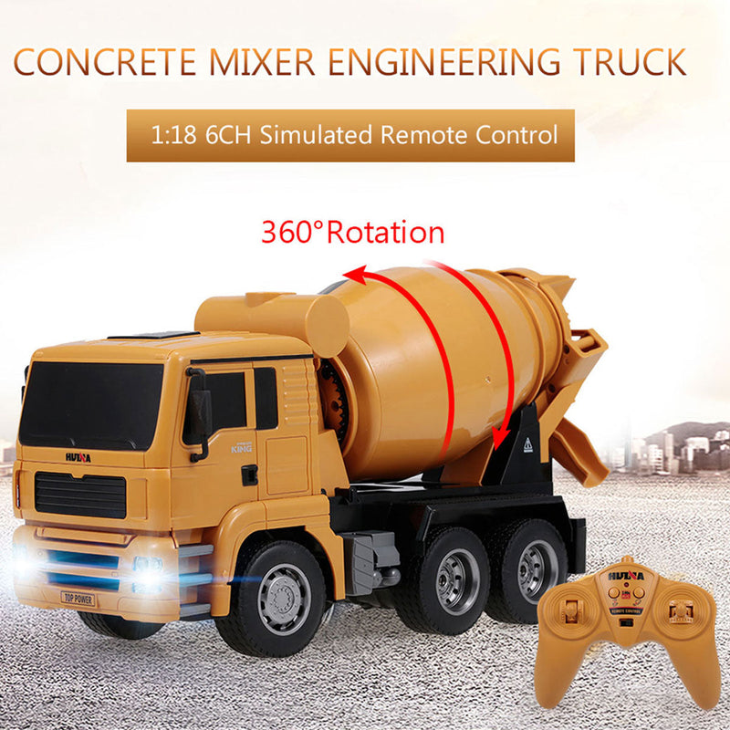 Huina 1/18 RC Engineering Construction Concrete Cement Mixer Truck Remote Control Toy Kids Gift