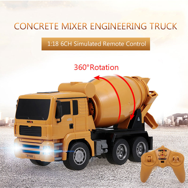 Huina 1/18 RC Engineering Construction Concrete Cement Mixer Truck Remote Control Toy Kids Gift