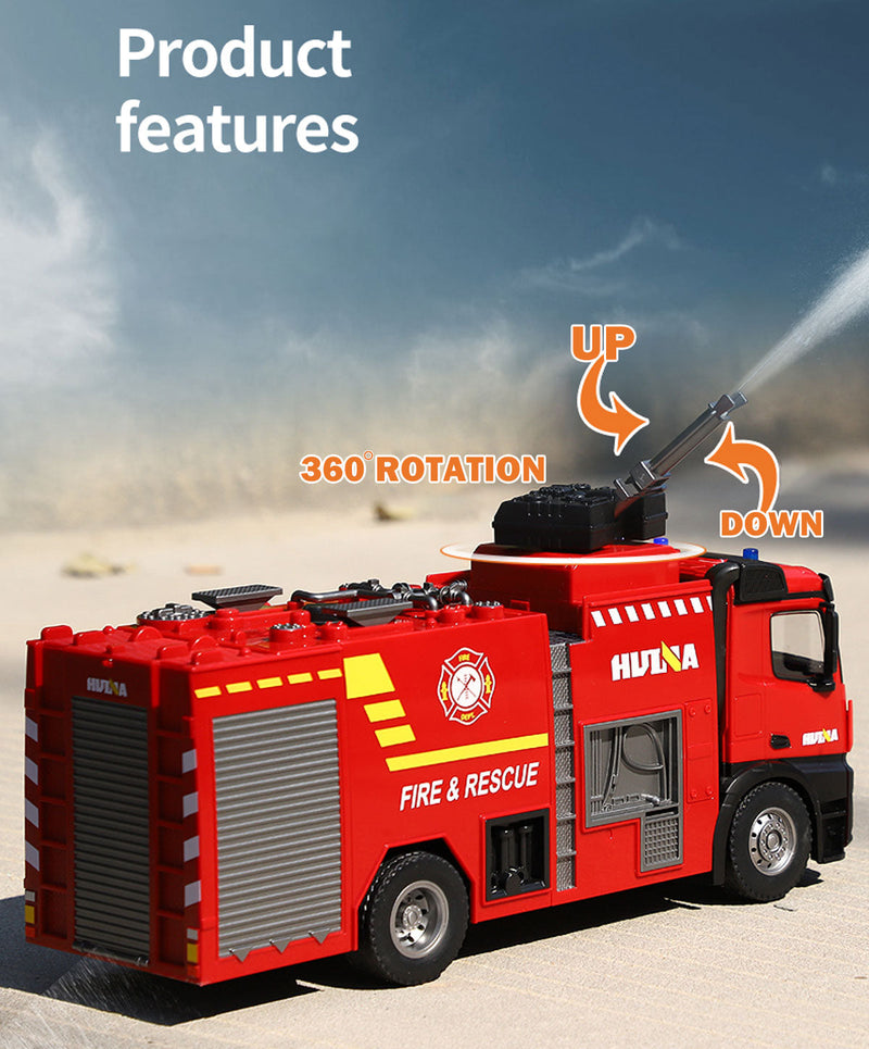 Huina 1:14 RC Fire Truck Toy Car Water Cannon Gun Construction Kids Toy