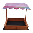 Kids Wooden Toy Sandpit with Adjustable Canopy