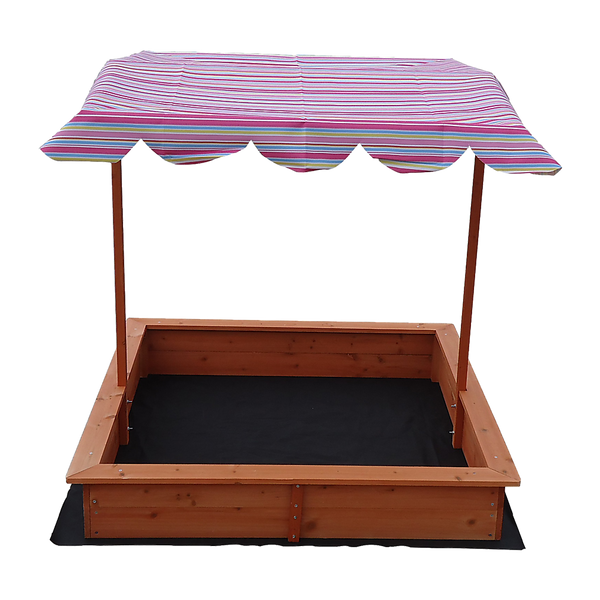 Kids Wooden Toy Sandpit with Adjustable Canopy