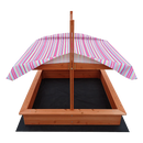 Kids Wooden Toy Sandpit with Adjustable Canopy