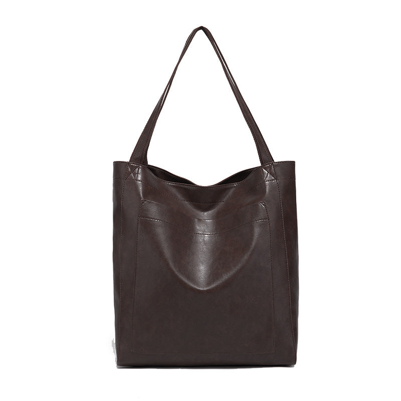 Vintage Genuine Leather Tote Bag - Stylish and Spacious Everyday Shoulder Bag  (Coffee)