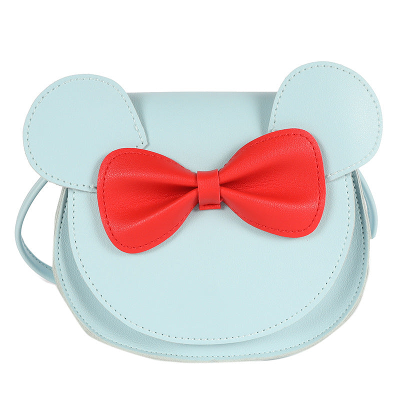 Adorable Bow Bear Crossbody Bag for Kids - Blue Small Shoulder Bag 13*13*5cm