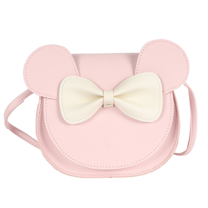 Adorable Bow Bear Crossbody Bag for Kids - Pink Small Shoulder Bag 13*13*5cm