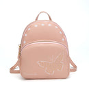 Leather Backpack Mini Faux with Butterfly Design -Pink