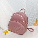 Leather Backpack Mini Faux with Butterfly Design -Purple