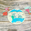 Wooden Seven Continents Puzzle - Colorful World Map Jigsaw for Early Geography Learning